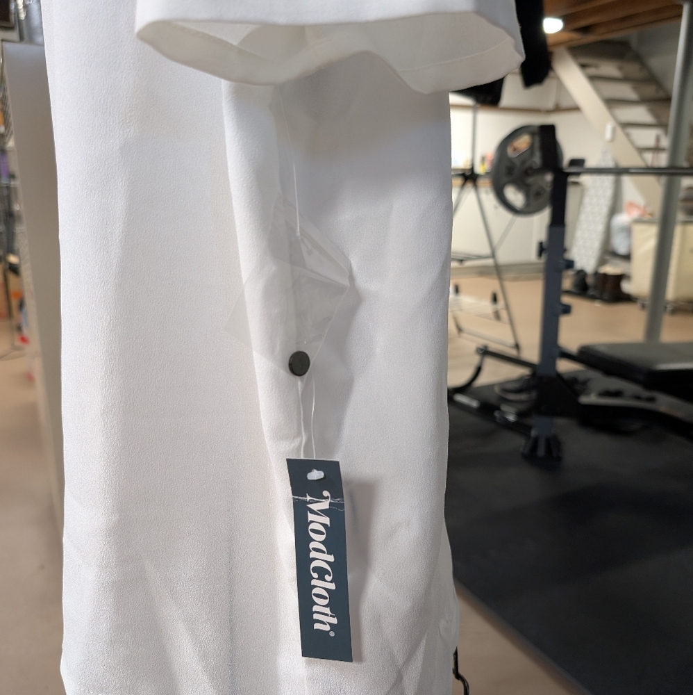 Modcloth White Top with Navy Accent - Picture 5 of 6